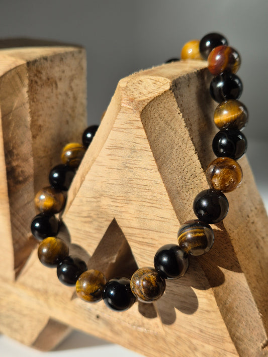 Bracelet Oeil de tigre et Onyx noir