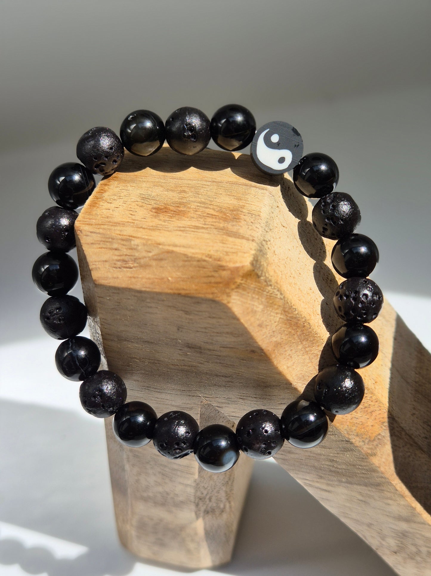 Bracelet Onyx & Volcanique Ying Yang